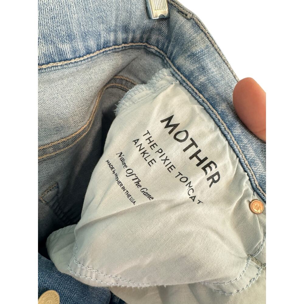 MOTHER The Pixie Tomcat Ankle Jean Nature of the Game Wash $278 MSRP Button Fly - Picture 7 of 9